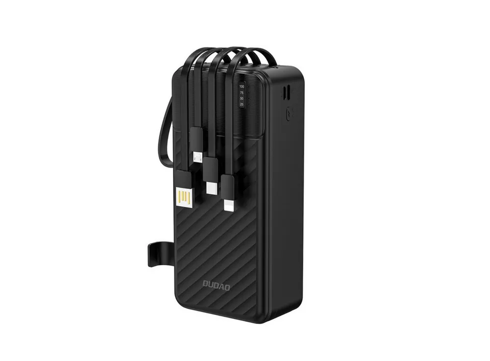 Dudao K11 Max Powerbank 30000 mAh (5 V), Powerbank mit 4 Kabeln, LED-Licht und Ständer