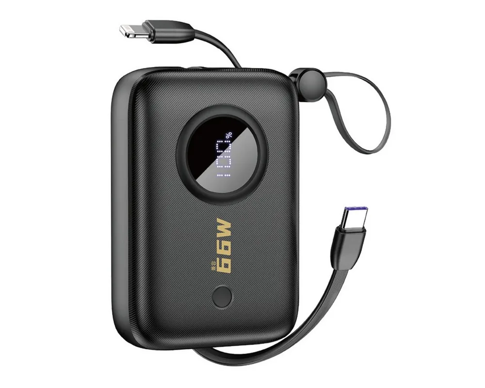 Dudao K14 Powerbank (5, 9, 12 V), Powerbank mit integrierten Kabeln und Schnellladen bis 22,5 W