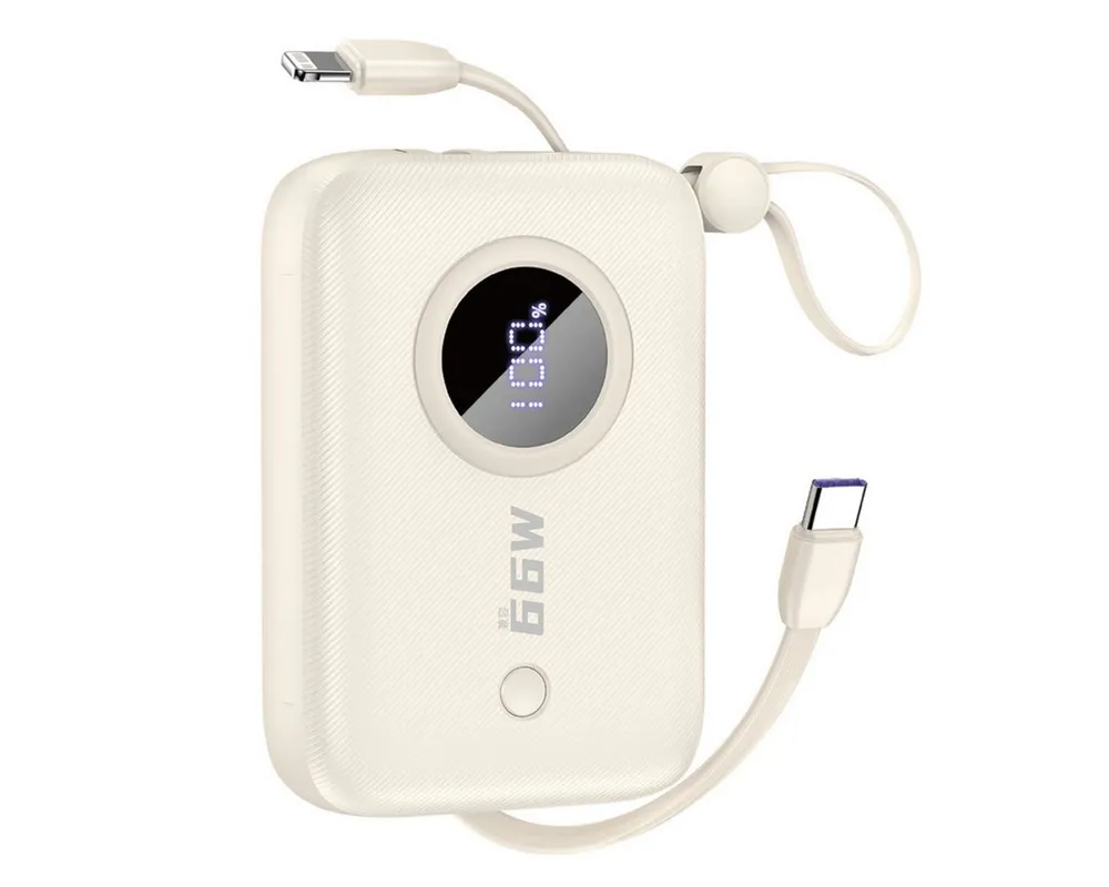 Dudao K14 Powerbank (5, 9, 12 V), Powerbank mit integrierten Kabeln und Schnellladen bis 22,5 W