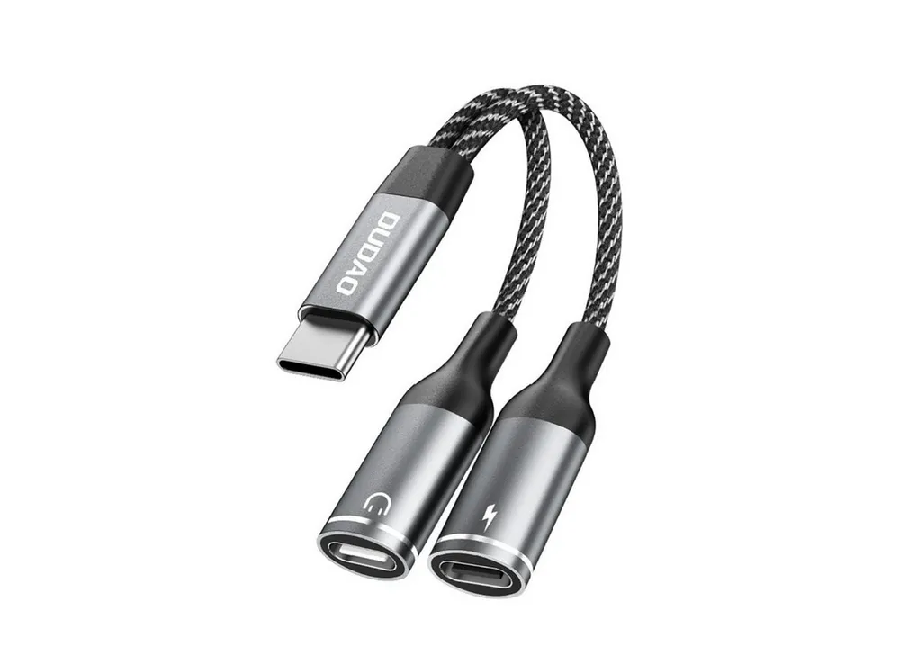 Dudao L13C+ USB-Adapter USB-C Stecker zu USB-C Buchse, 2-in-1 Adapter: Laden und Musik gleichzeitig