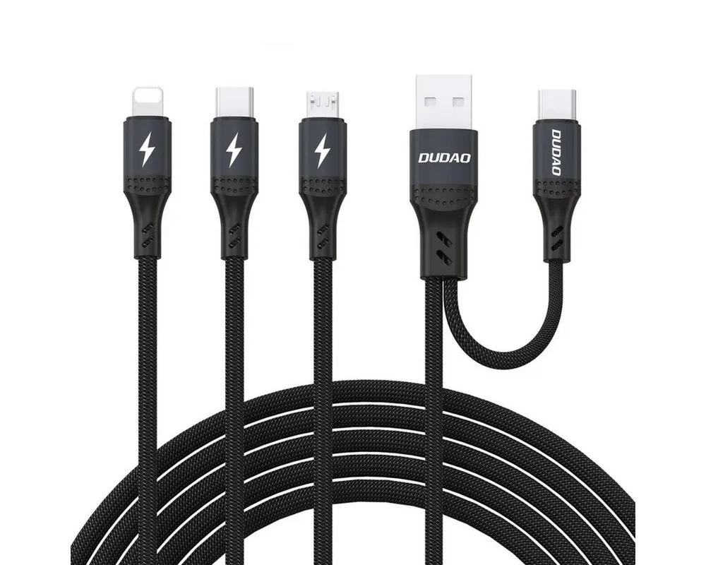 Dudao L3W USB-Kabel, USB-A, USB-C, USB-A, USB-C, 3-in-1 Ladekabel mit 66W und dualem Eingang