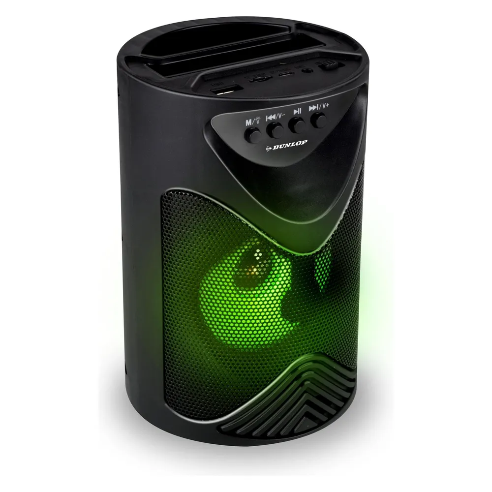 Lautsprecher Dunlop Tragbar Bluetooth 10W mit Mehrfarbigen LED-Lichtern