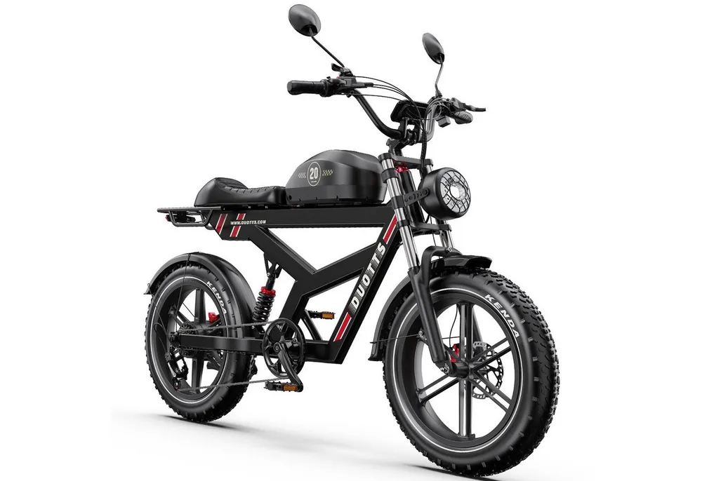 DUOTTS E-Bike Cityrad E-Fahrrad Max.140km, APP-Sicherheit 1404wh 20×4,0 Zoll Pedelec, Kettenschaltung, Heckmotor, 1404 Wh, E-Bikes mit Vollfederung, hydraulischen Bremsen & Shimano 7-Gang