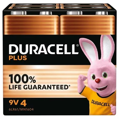 Duracell Plus 9V Alkaline Batterien 4er Pack