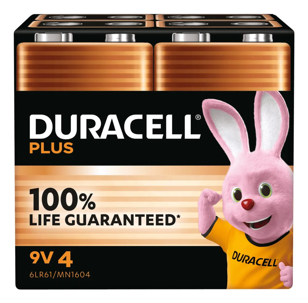 DURACELL Alkaline-Batterie E-Block, 6LR61, 9V, Plus, 4 Stück