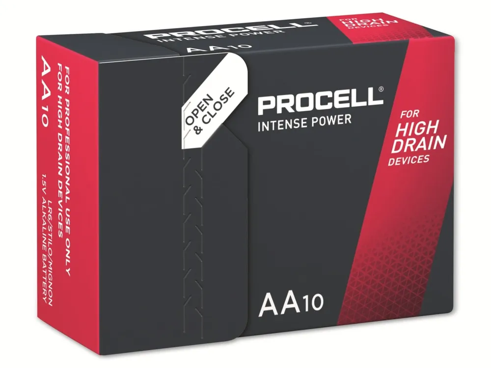 DURACELL Alkaline-Mignon-Batterie LR06, 1.5V, Procell Intense, 10 Stück