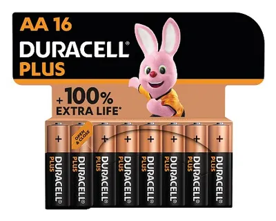 DURACELL Alkaline-Mignon-Batterie LR06, 1,5V, Plus, Power Boost, 16 Stück
