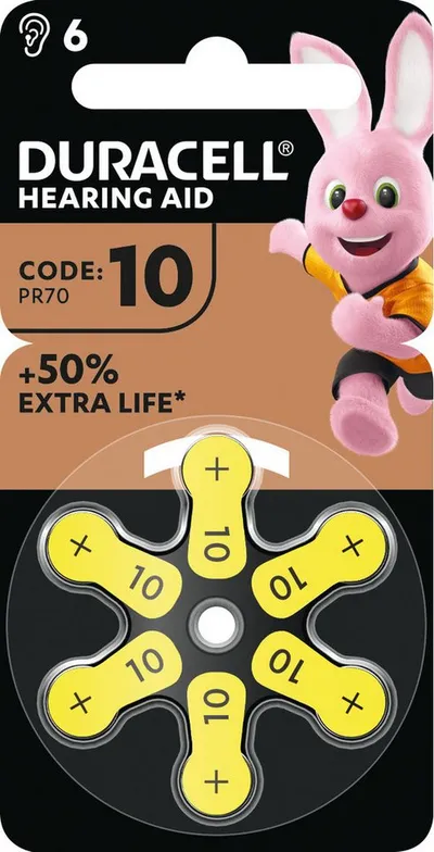 Duracell Duracell Batterie Zinc Air, 10, 1.4V Easy Tab, Retail Blister (6-Pack Batterie, (1,4 V)