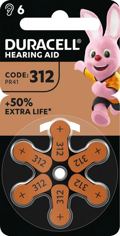Duracell Duracell Batterie Zinc Air, 312, 1.4V Easy Tab, Retail Blister (6-Pac Batterie, (1,4 V)