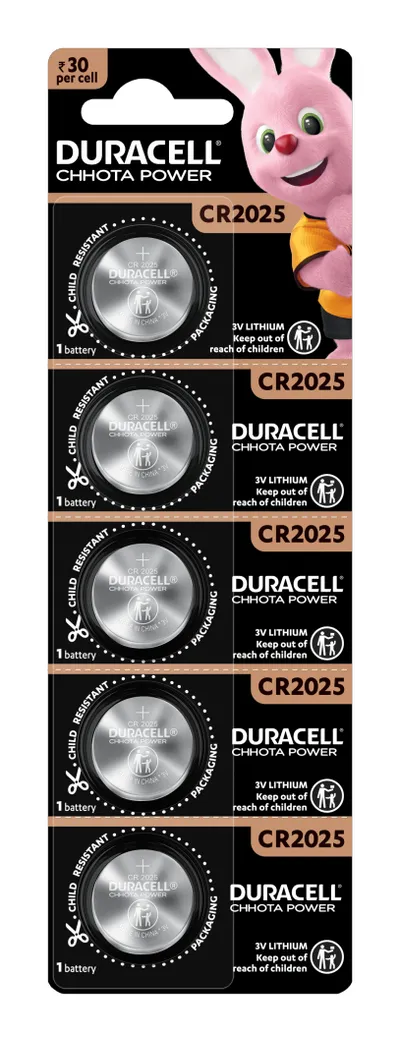 DURACELL Knopfzelle CR2025, Lithium, 3 V, 150mAh, 5 Stück