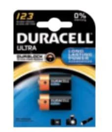 DURACELL Lithium-Batterie CR123A, 3V, Ultra Photo, 2 Stück