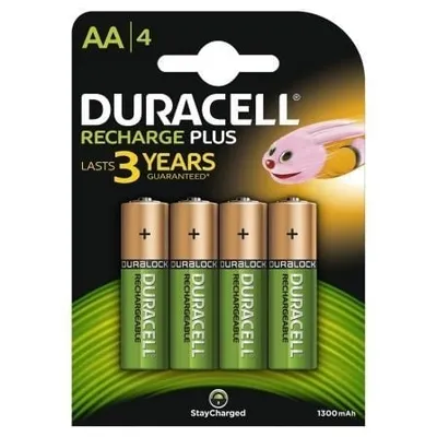 Duracell HR6-B AA-Batterie, 1300 mAh, wiederaufladbar, NiMH, 4er-Pack, mehrfarbig