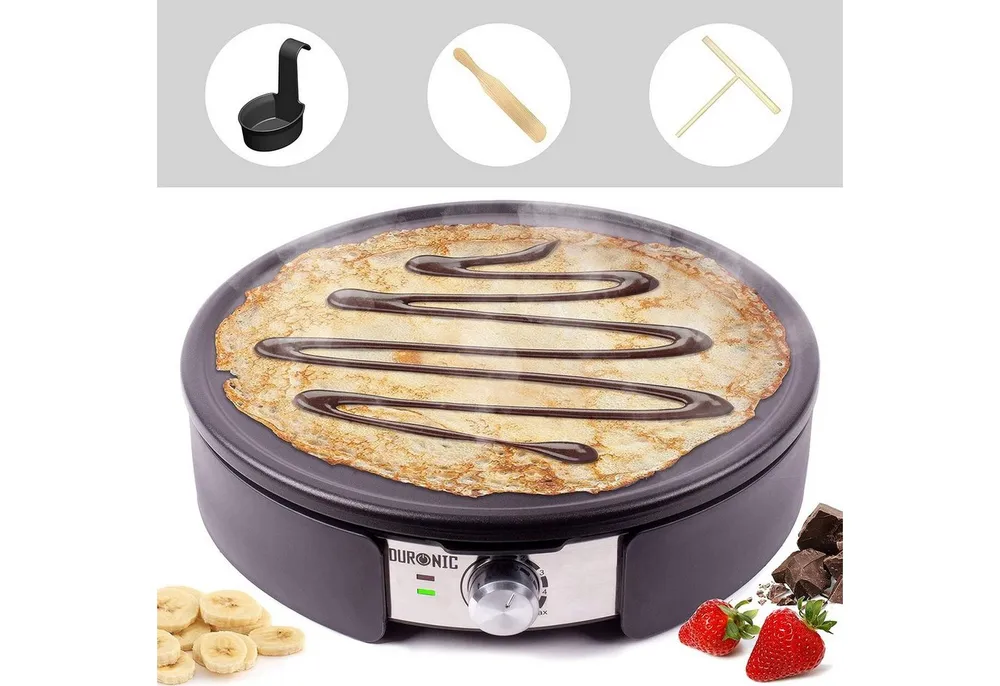 Duronic 2-in-1-Crêpesmaker PM152, 1500 W, Ø 37 cm, Antihaftplatte, Crêpesgerät