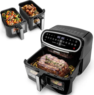 Duronic Heißluftfritteuse AF34 BK Heißluftfritteuse, 2400,00 W, Fritteuse 10 Liter Volumen, 10 Programme