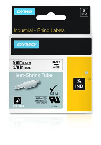 Bänder für Etikettendrucker DYMO Rhino 9mm x 1,5m Schwarz auf weiß