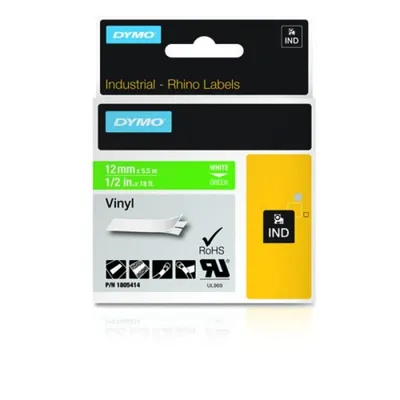 DYMO Vinyl Etiketten Weiß auf Grün Multicolor 1,2 cm x 5,5 m UV- und Chemikalienbeständig
