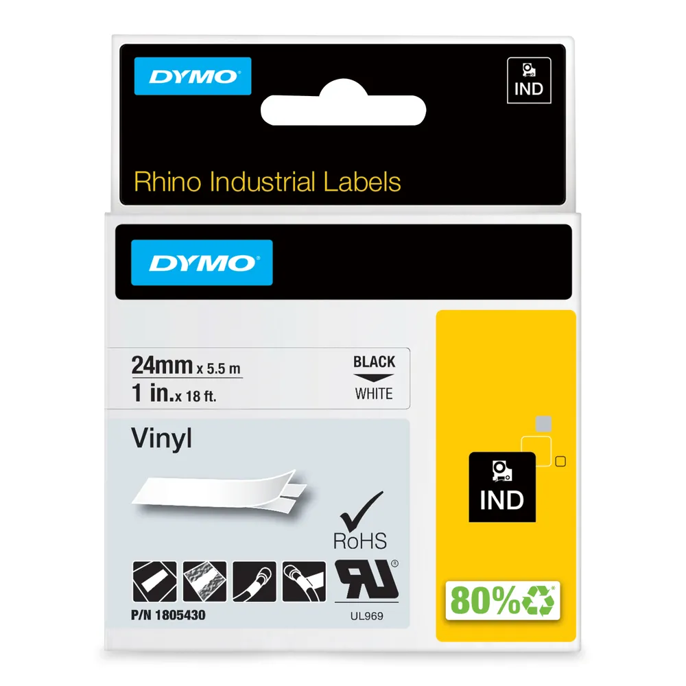 DYMO Rhino Vinylband 24 mm x 5,5 m widerstandsfähig für Etikettendrucker