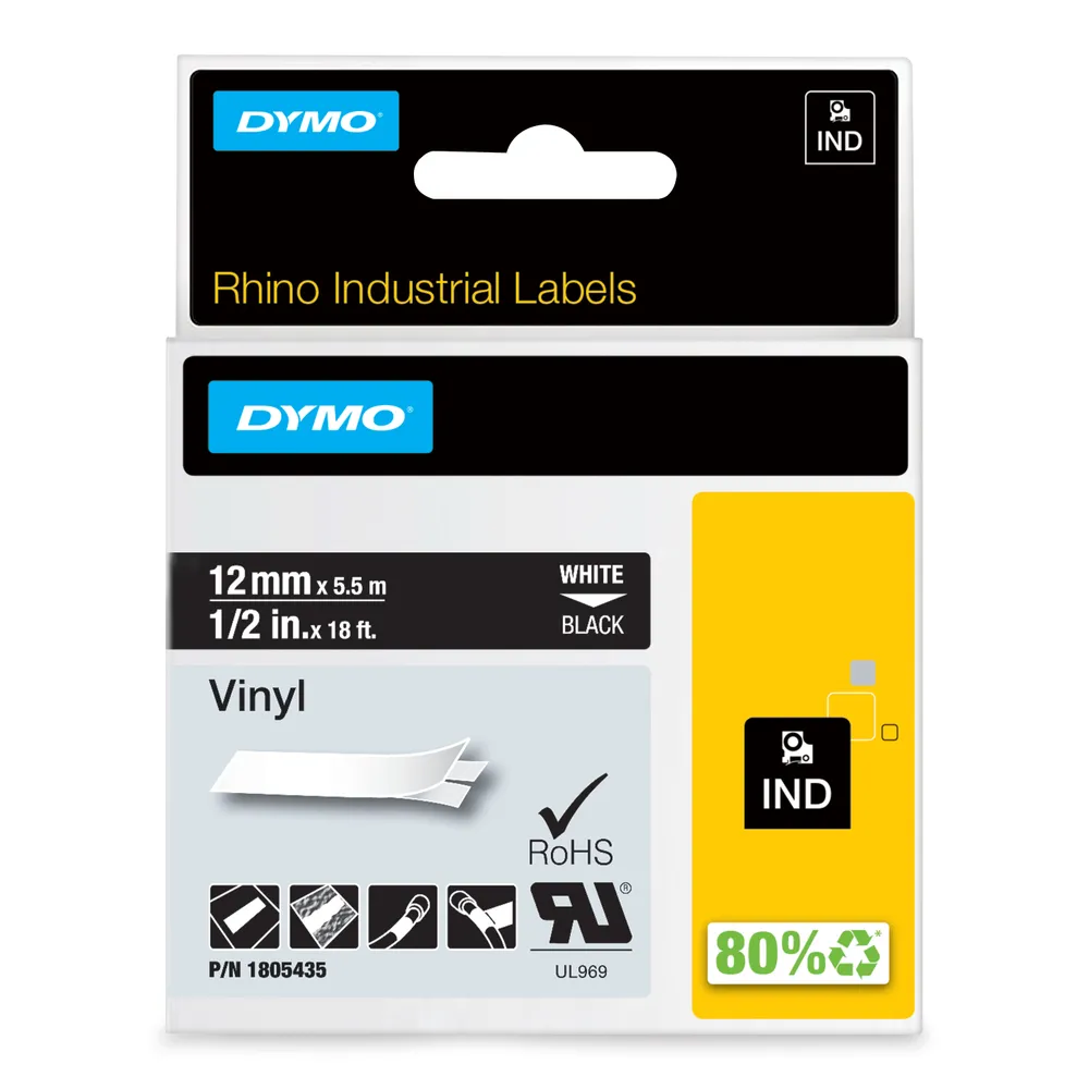 Bänder für Etikettiergerät DYMO Rhino Vinyl 12 mm x 5,5 m