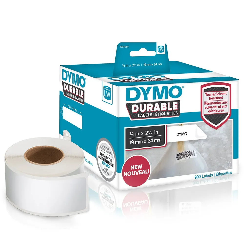 DYMO LW - LW Durable Labels - 19 x 64 mm - 1933085 Weiß Selbstklebendes Druckeretikett