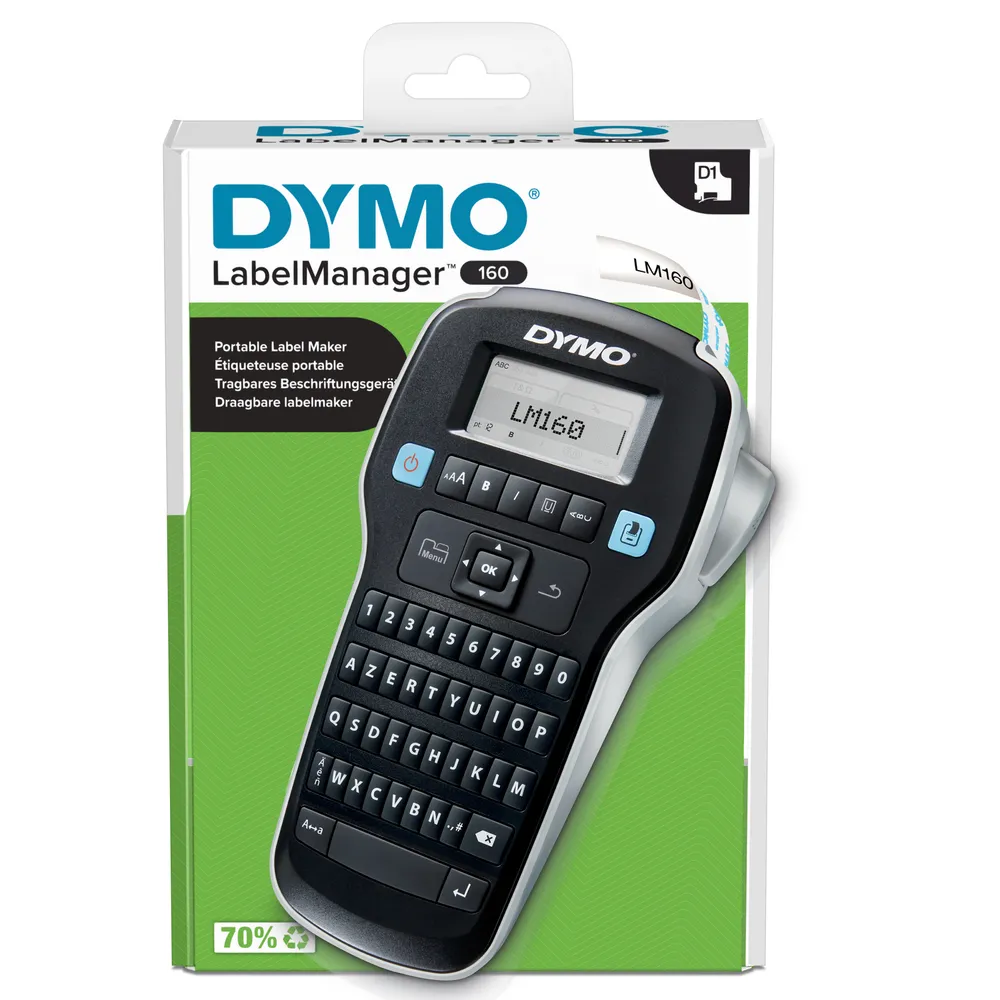 Thermotransferdrucker DYMO LabelManager 160 AZERTY mit LCD und AAA-Batterien