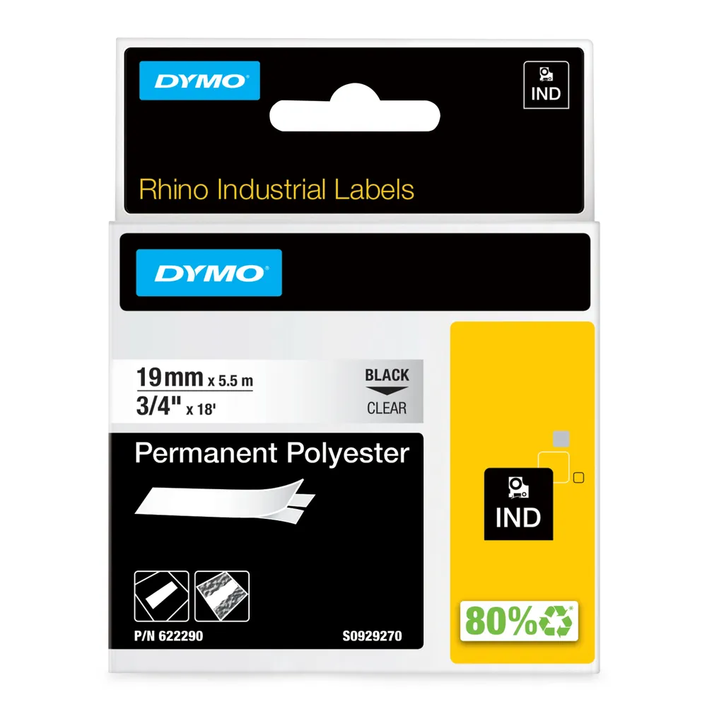 Dauerhafte industrielle Polyesteretiketten DYMO Rhino 19 mm x 5,5 m widerstandsfähig