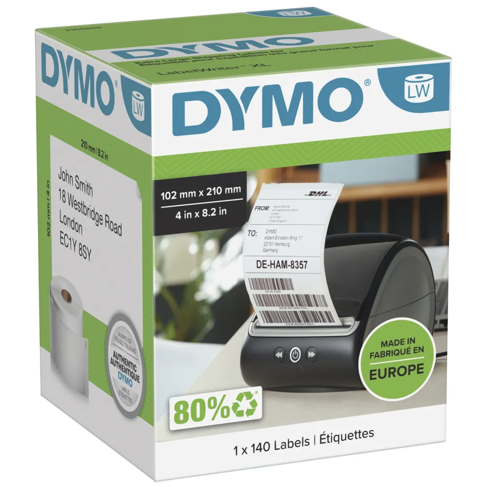 DYMO Etiketten 2166659 102mm x 210mm 140 Stück weiß
