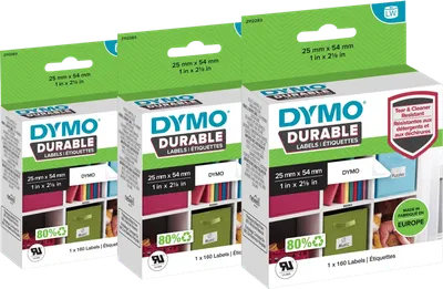 DYMO Haltbare LabelWriter Etiketten 25 x 54 mm 160 Stück 3er-Pack