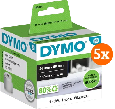 DYMO LabelWriter Adressetiketten 36 x 89 mm 5er-Pack