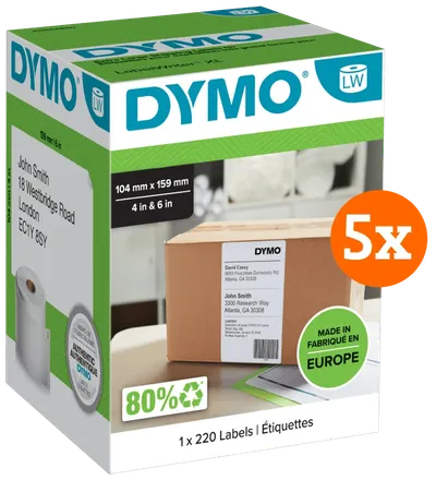 DYMO LabelWriter Extragroße Etiketten 104 x 159 mm 5er-Pack