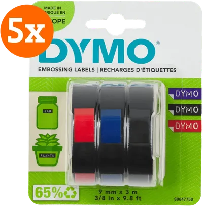 DYMO Prägeband 9 mm 3-Farben-Set 5er-Pack