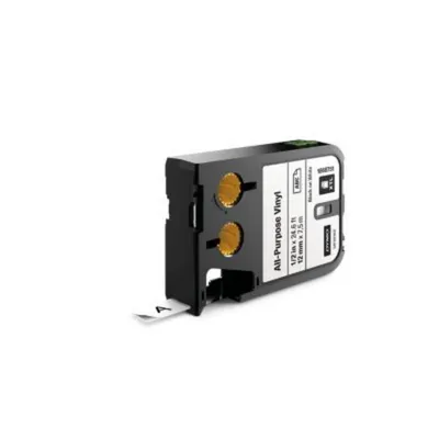 DYMO Vinyletiketten Schwarz auf Weiß 12 mm x 7 m, Thermotransferbeständig, Chemikalienresistent