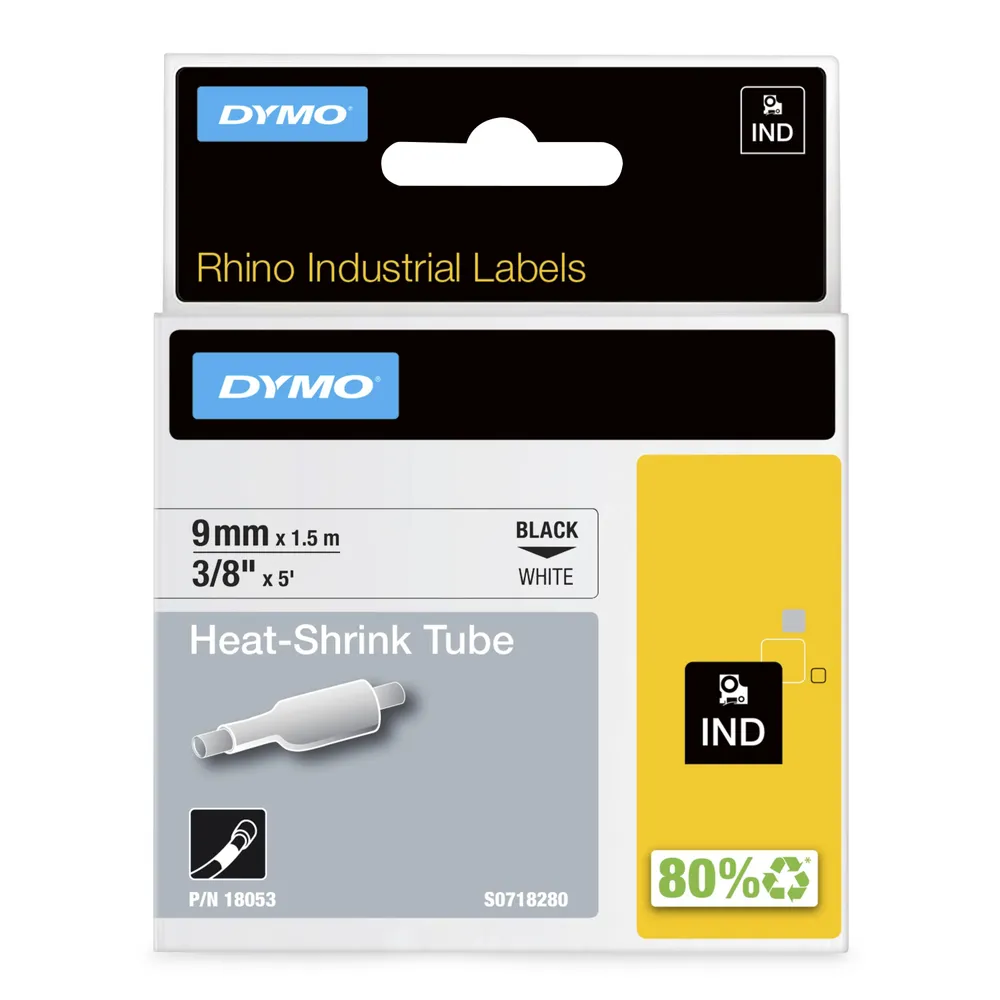 Thermoübertragungsband für Etikettendrucker Dymo Rhino 9 mm x 1,5 m schwarz auf weiß