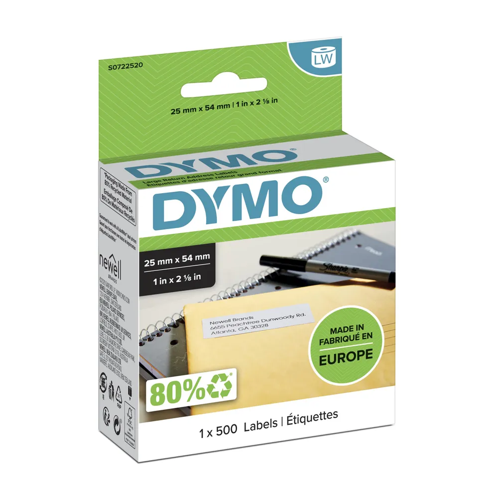 DYMO Etiketten für Rücksendeadressen 25 x 54 mm 500 Stück