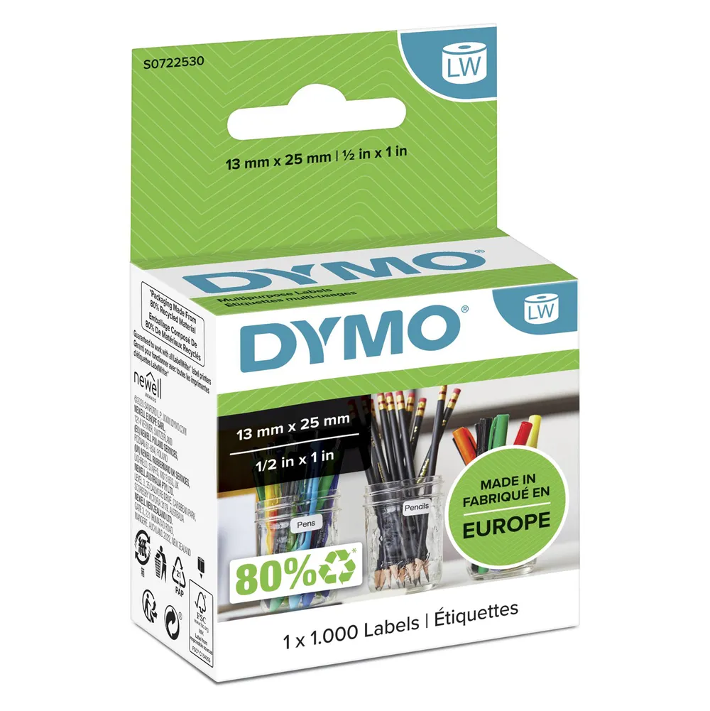 DYMO Ablösbare Etiketten 13 x 25 mm 1.000 Stück