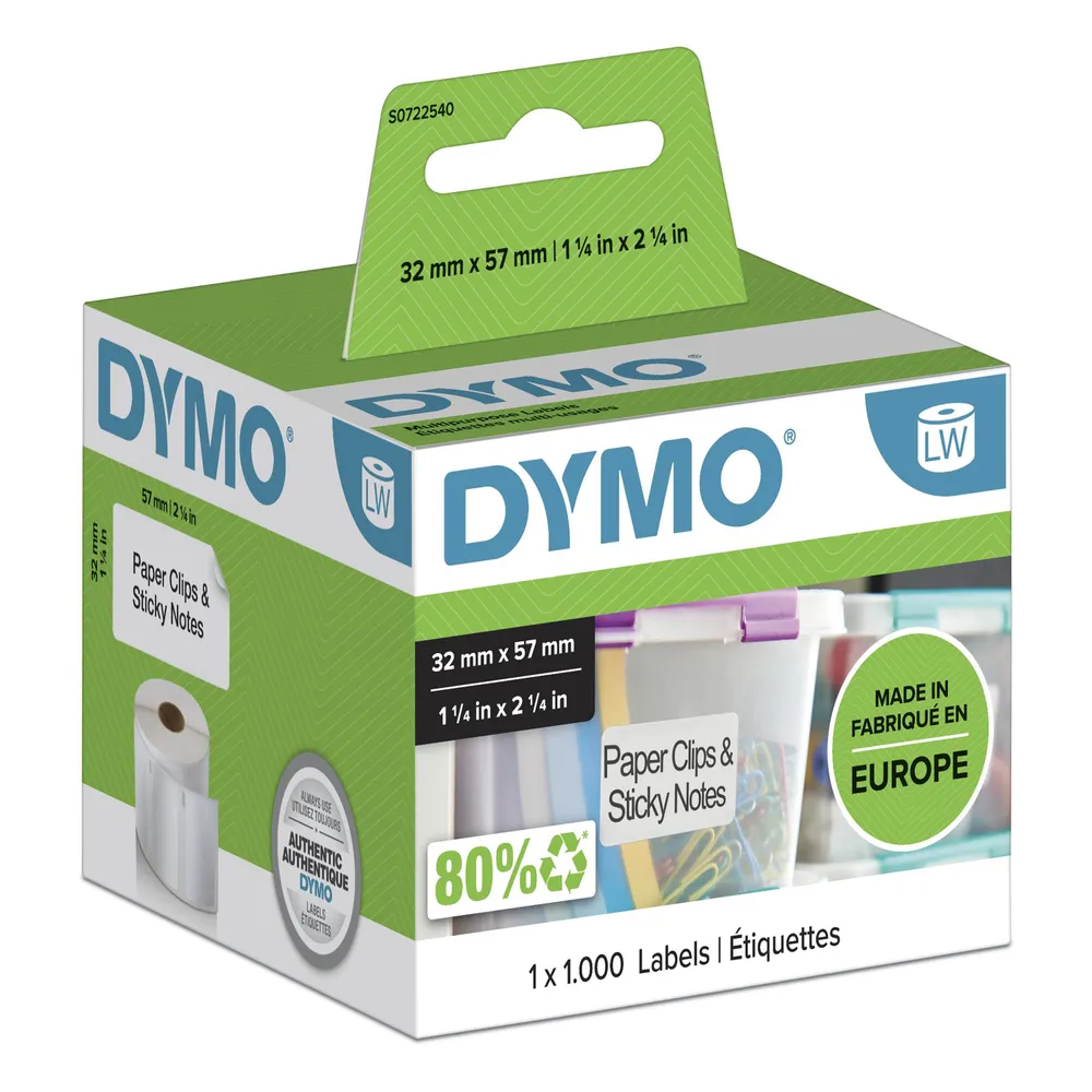 DYMO Ablösbare Etiketten 32 x 57 mm 1.000 Stück