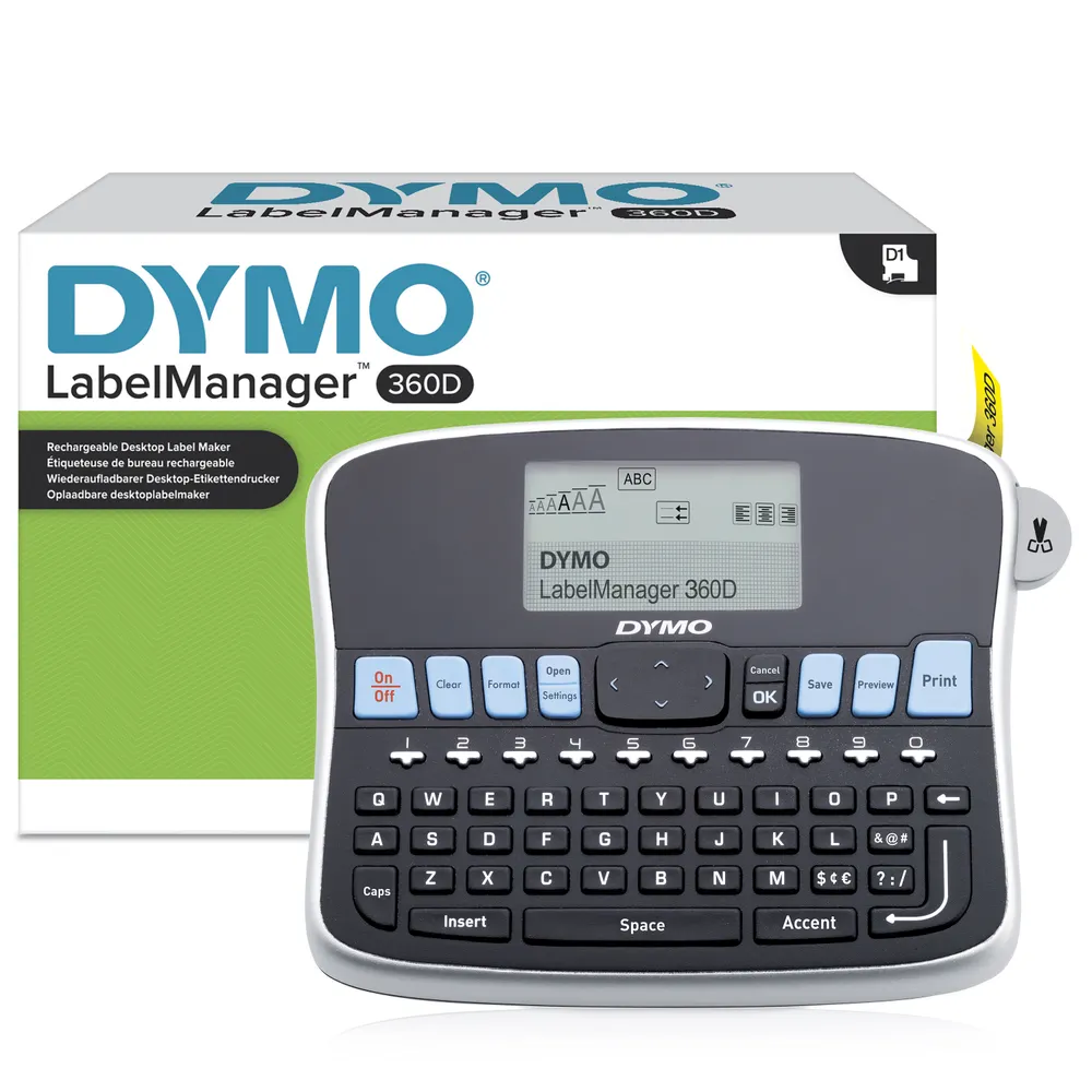 DYMO LabelManager 360D Etikettendrucker Wärmeübertragung 180 x 180 DPI 12 mm/sek Kabelgebunden D1 QWERTY