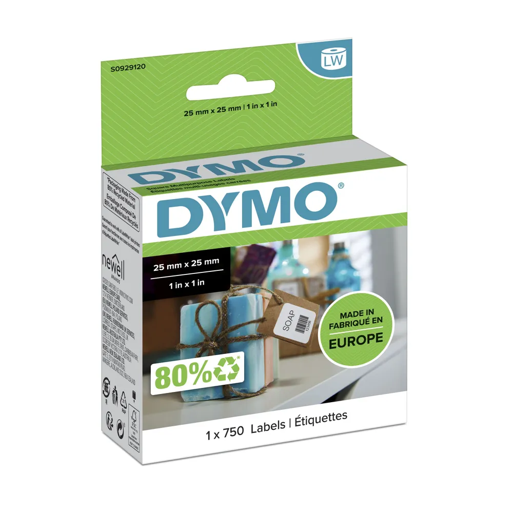 Etikett Dymo LabelWriter 25x25mm 750 Stück Selbstklebend Weiß Papier