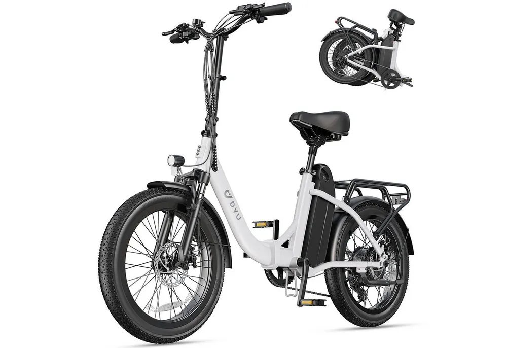 DYU E-Bike E-Bike Klapprad 20*3.0 Elektrofahrrad 80-150khm für Damen und Herren, 7 Gang, Heckmotor, 748,8 Wh