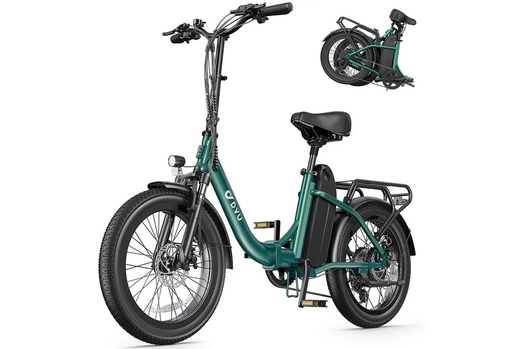 DYU E-Bike E-Bike Klapprad 20*3.0 Elektrofahrrad 80-150khm für Damen und Herren, 7 Gang, Heckmotor, 748,8 Wh
