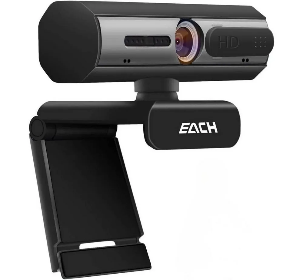 EACH Full HD-Webcam (Full HD, 1x opt. Zoom, 4-fach digitaler Zoom, Autofokus & Weitwinkelobjektiv, Auto Lichtkorrektur & dualen Noise Cancelling)
