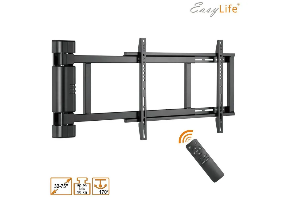 EasyLife TV-Wandhalterung TV Wandhalterung elektrisch schwenkbar, 32-75", VESA 600x400 (schwarz), (bis 75 Zoll)