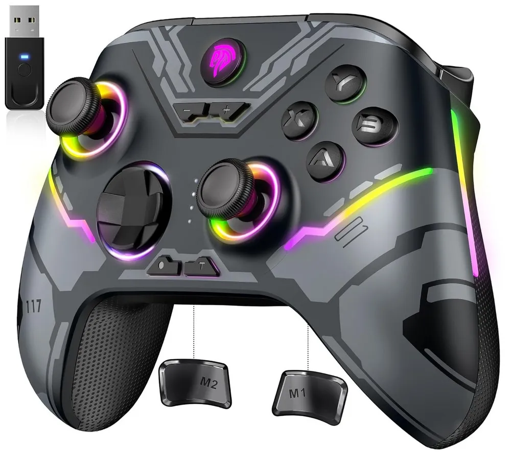 EasySMX X15 Controller PC, PC Controller Wireless mit 7 RGB Licht schwarz PC-Controller