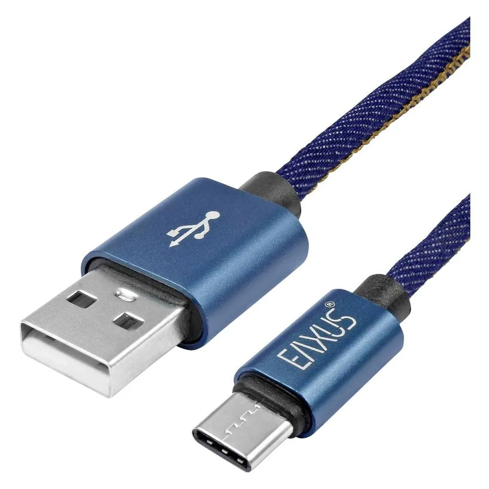 Eaxus USB Type C Lade- und Datenkabel 1 m Jeans-Design