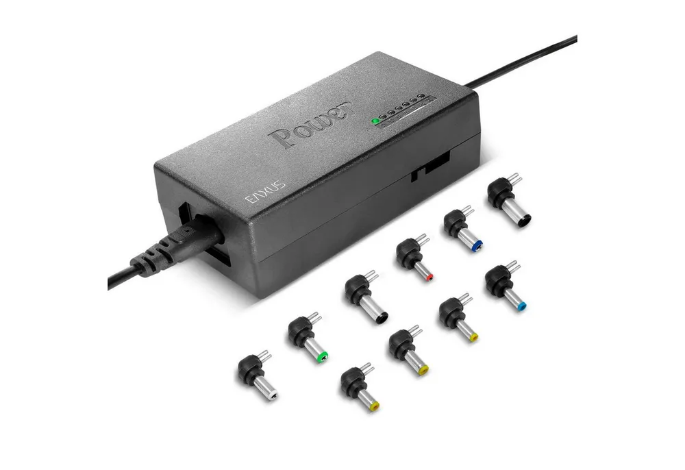 EAXUS Eaxus Universal Laptopladekabel Netzteil 96 Watt Laptop-Ladegerät (12V - 24V Einstellbare Spannung, 10 Adapter zum Aufstecken)