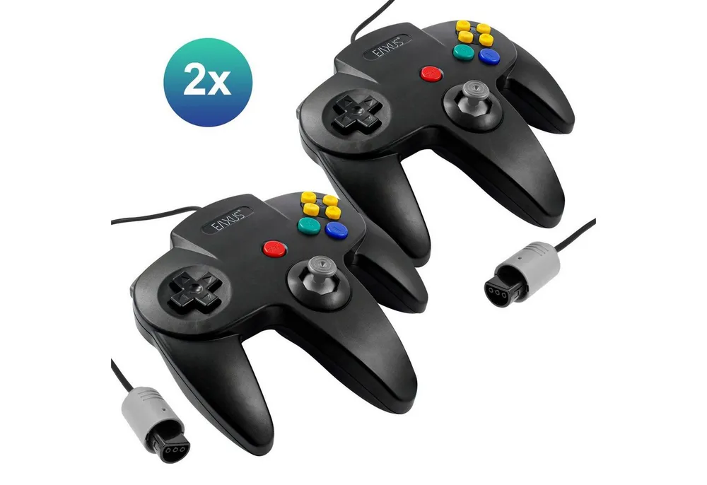 EAXUS Gamepad für Nintendo 64 in Schwarz/Grau Controller (2 St., für N64)