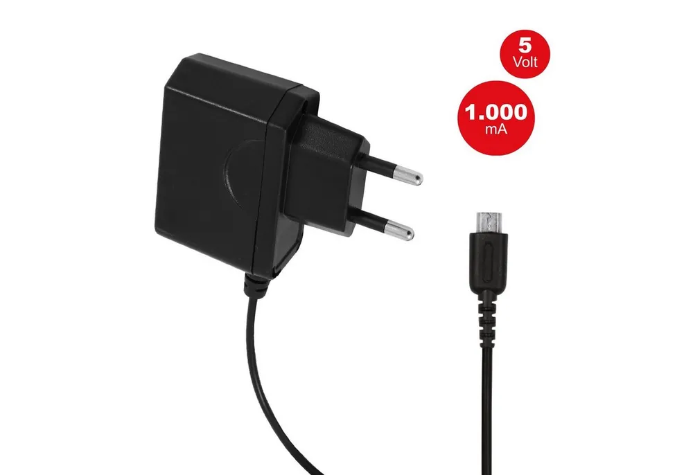 EAXUS Ladekabel für Nintendo DS lite Konsolen-Ladestation (1000,00 mA, Netzteil mit 1000 mA Schnellladung für NDSL)
