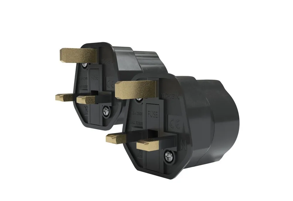 EAZY CASE 2x Travel Adapter UK Reiseadapter Stromstecker Stromadapter Typ G, 2er Reisestecker Set Stromadapter DE England 3 Pin Steckdose Schwarz