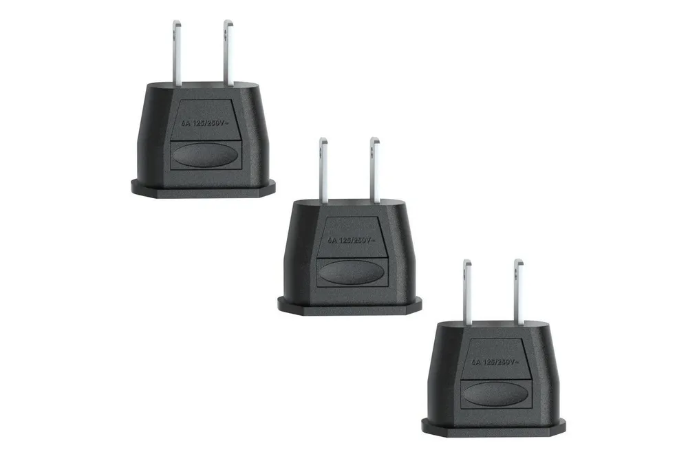 EAZY CASE 3x Travel Adapter USA Reiseadapter Stromstecker Stromadapter Typ A zu 2 Pin Steckdose, 3er Reisestecker Set Stromadapter DE Amerika 2 Pin Steckdose Schwarz