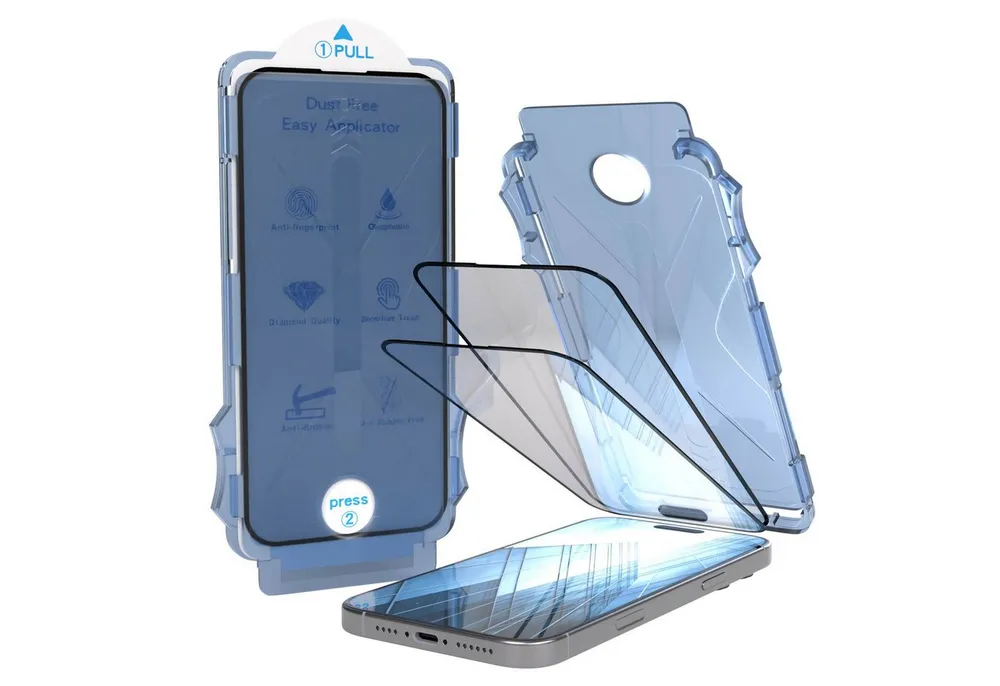 EAZY CASE Displayschutzfolie 2x Displayschutz für iPhone 16 Modelle für Apple iPhone 16 Pro Max, 2er Set, Display Schutzglas iPhone 16 Pro Max, 2er Set Klar, Hartglas 0,7mm