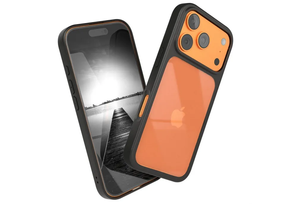 EAZY CASE Handyhülle Bumper Case für Apple iPhone 17 Pro 6,3 Zoll, Hülle Durchsichtig kratzfest Back Cover mit Displayschutz Schwarz